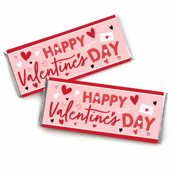 Big Dot of Happiness Happy Valentine's Day - Candy Bar Wrapper Valentine Hearts Party Favors - Set of 24 {1}