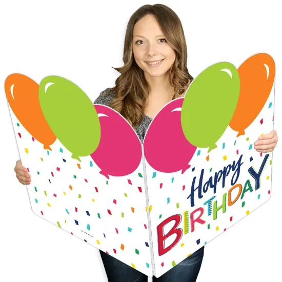Big Dot of Happiness Cheerful Happy Birthday - Colorful Happy Birthday Giant Greeting Card - Big Shaped Jumborific Card {1}