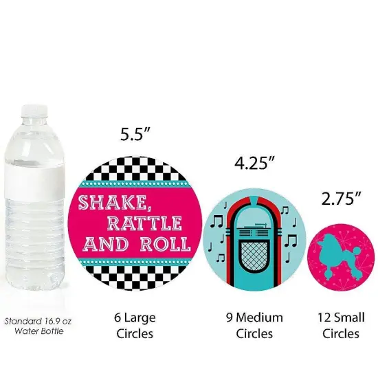 Big Dot of Happiness 50's Sock Hop - 1950s Party Giant Circle Confetti - Rock N Roll Party Decorations - Large Confetti 27 Count {4}