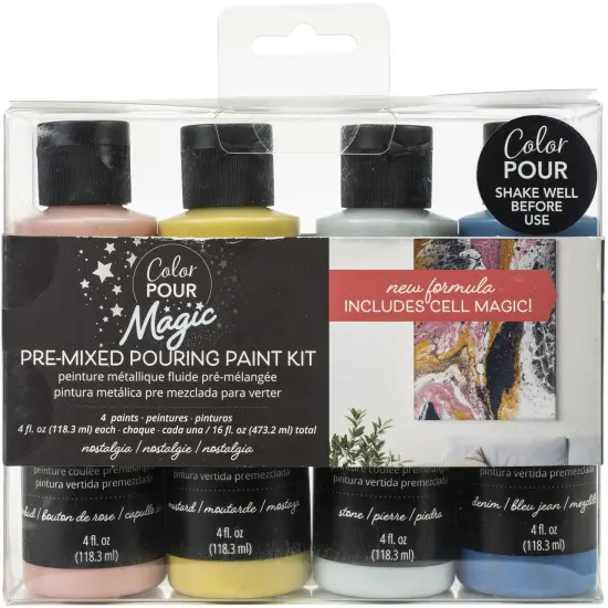 American Crafts Color Pour Magic Pre-Mixed Paint Kit 4/Pkg-Nostalgia {1}