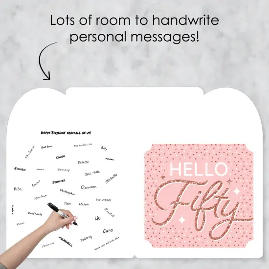 Big Dot of Happiness 50th Pink Rose Gold Birthday - Happy Birthday Giant Greeting Card - Big Shaped Jumborific Card - 16.5 x 22 inches {4}