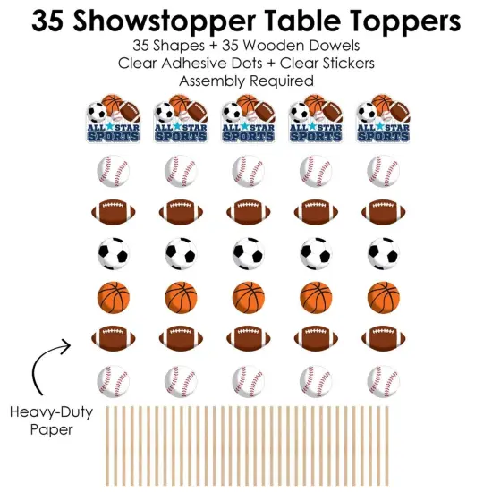 Big Dot of Happiness Go, Fight, Win - Sports - Baby Shower or Birthday Party Centerpiece Sticks - Showstopper Table Toppers - 35 Pieces {7}