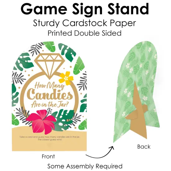Big Dot of Happiness Last Luau - How Many Candies Tropical Bachelorette Party and Bridal Shower Game - 1 Stand and 40 Cards - Candy Guessing Game {6}