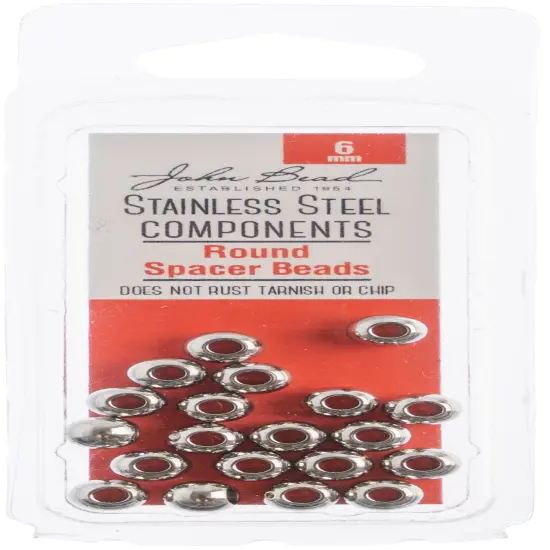 John Bead Stainless Steel Round Spacer Bead 20/Pkg-6mm {1}