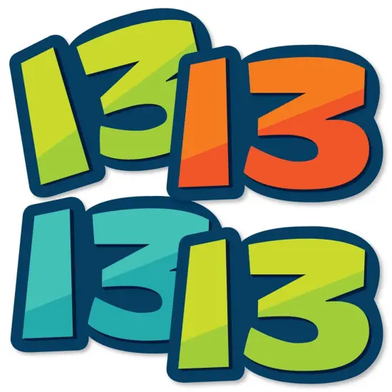 Big Dot of Happiness Boy 13th Birthday - Thirteen Shaped Decorations DIY Official Teenager Birthday Party Essentials - Set of 20 {3}
