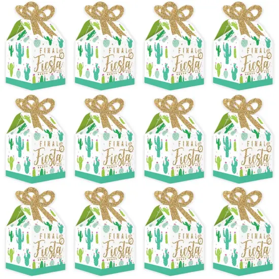 Big Dot of Happiness Final Fiesta - Square Favor Gift Boxes - Last Fiesta Bachelorette Party Bow Boxes - Set of 12 {6}