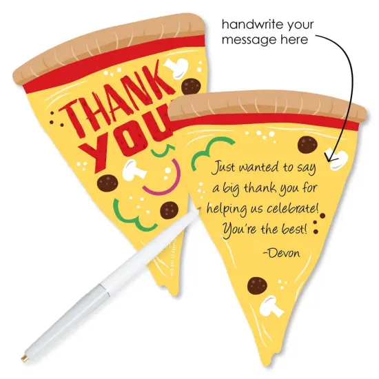 Big Dot of Happiness Pizza Party Time - Shaped Thank You Cards - Baby Shower or Birthday Party Thank You Note Cards with Envelopes - Set of 12 {3}