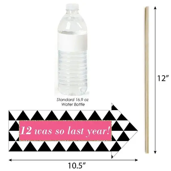 Big Dot of Happiness Funny Chic 13th Birthday - Pink, Black and Gold - Birthday Party Photo Booth Props Kit - 10 Piece {4}