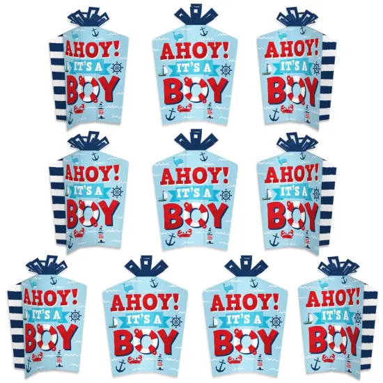 Big Dot of Happiness Ahoy It's a Boy - Table Decorations - Nautical Baby Shower Fold and Flare Centerpieces - 10 Count {1}