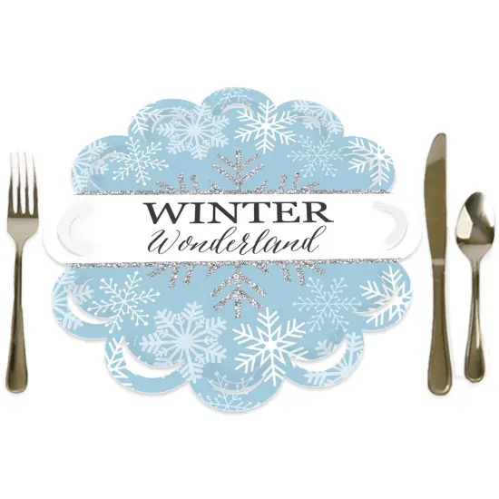 Big Dot of Happiness Winter Wonderland - Snowflake Holiday Party and Winter Wedding Round Table Decorations - Paper Chargers - Place Setting For 12 {1}
