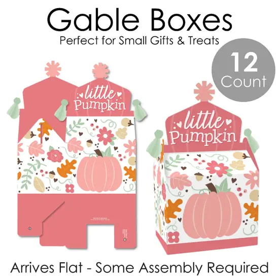 Big Dot of Happiness Girl Little Pumpkin - Treat Box Party Favors - Fall Birthday Party or Baby Shower Goodie Gable Boxes - Set of 12 {7}