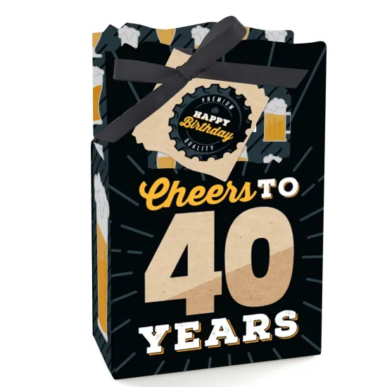 Big Dot of Happiness Cheers and Beers to 40 Years - 40th Birthday Party Favor Boxes - Set of 12 {1}
