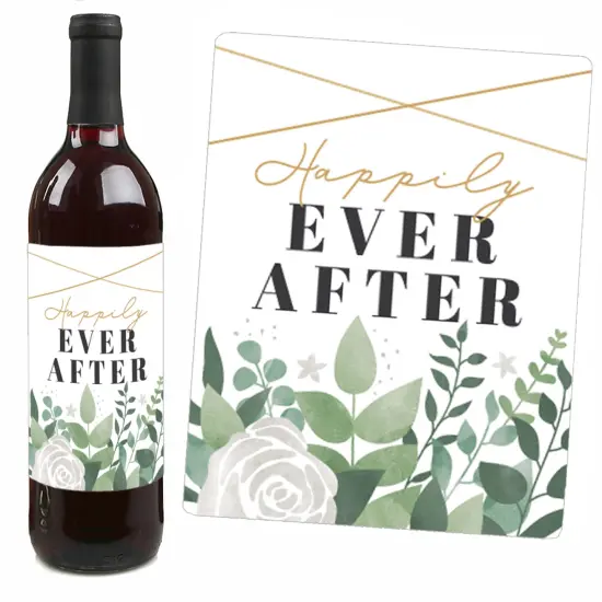 Big Dot of Happiness Boho Botanical Bride - Greenery Bridal Shower & Wedding Party Decorations - Wine Bottle Label Stickers - Set of 4 {7}