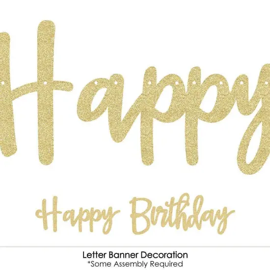 Big Dot of Happiness Adult Happy Birthday - Gold - Birthday Party Letter Banner Decor - 36 Cutouts & No-Mess Real Gold Glitter Happy Birthday Letters {6}