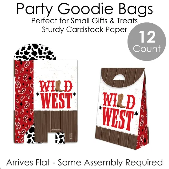 Big Dot of Happiness Western Hoedown - Wild West Cowboy Gift Favor Bags - Party Goodie Boxes - Set of 12 {7}