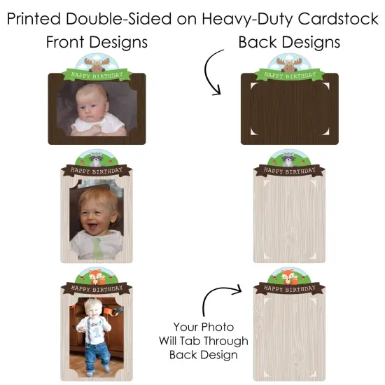 Big Dot of Happiness Woodland Creatures - Birthday Party Picture Centerpiece Sticks - Photo Table Toppers - 15 Pieces {7}