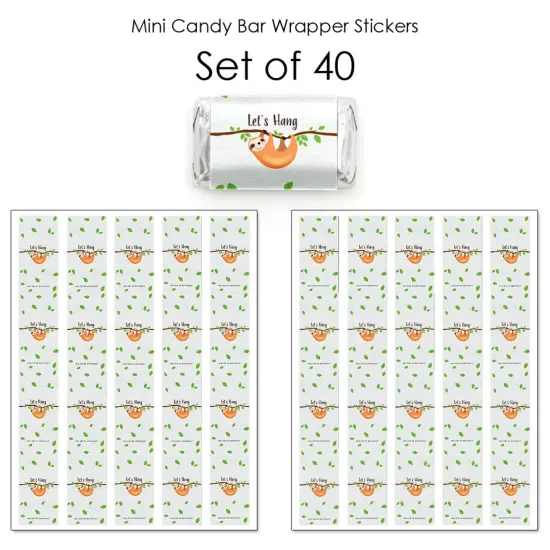 Big Dot of Happiness Let&rsquo;s Hang - Sloth - Mini Candy Bar Wrapper Stickers - Baby Shower or Birthday Party Small Favors - 40 Count {4}