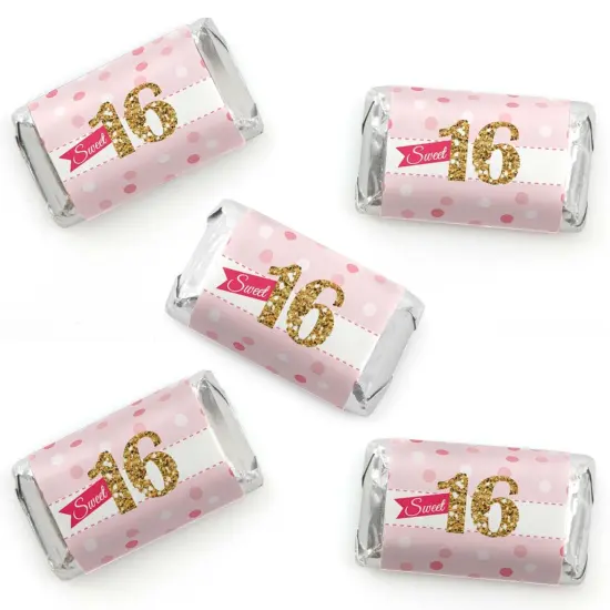 Big Dot of Happiness Sweet 16 - Mini Candy Bar Wrapper Stickers - 16th Birthday Party Small Favors - 40 Count {1}