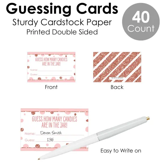 Big Dot of Happiness 1st Birthday Little Miss Onederful - How Many Candies Girl First Birthday Party Game - 1 Stand and 40 Cards - Candy Guessing Game {7}