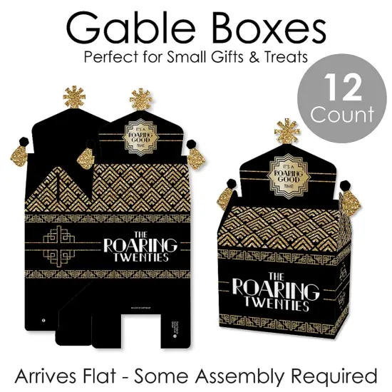 Big Dot of Happiness Roaring 20's - Treat Box Party Favors - 1920s Art Deco Jazz Party Goodie Gable Boxes - Set of 12 {7}