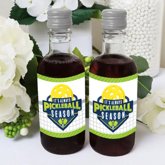 Big Dot of Happiness Let&rsquo;s Rally - Pickleball - Mini Wine and Champagne Bottle Label Stickers - Birthday or Retirement Party Favor Gift - Set of 16 {6}