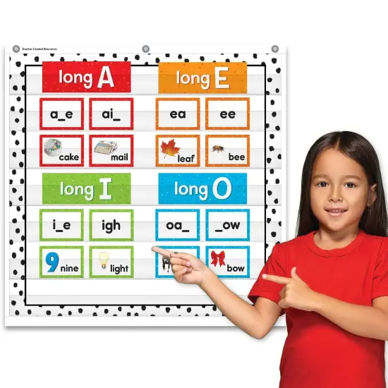 Black Painted Dots on White 7 Pocket Chart, 28" x 28" {3}