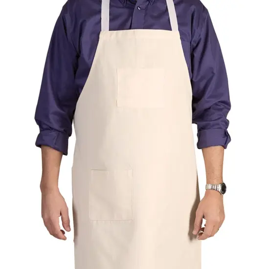 Full Length Adult Cotton Apron, Tan, 34" x 24", 1 Piece {3}