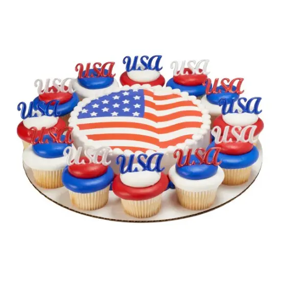 USA Independence Day Script Cupcake Layon themed Cupcake Cake Decorating 12 set {4}