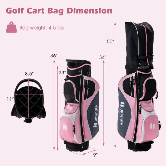 Women's Complete Golf Club Set Right Hand With Rain Hood Pink {4}