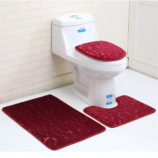Kitcheniva U-Shape Non Slip Pedestal Bathroom Rug 3 Pcs {6}