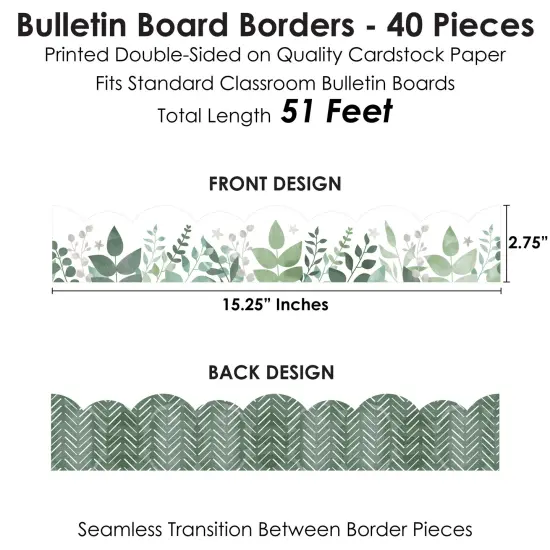 Big Dot of Happiness Eucalyptus Greenery - Scalloped Classroom Decor - Bulletin Board Borders - 51 Feet {4}
