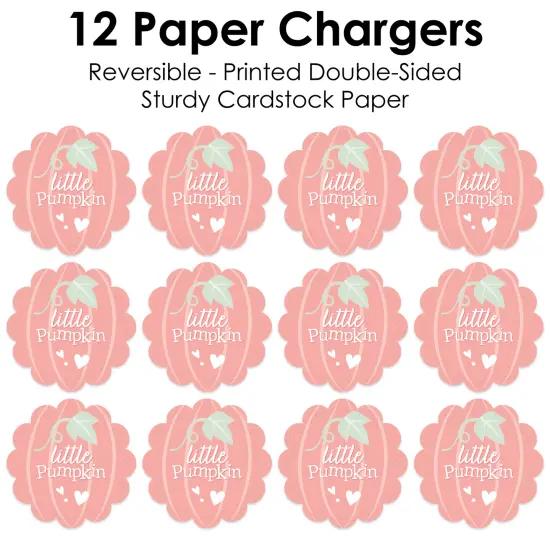 Big Dot of Happiness Girl Little Pumpkin - Fall Birthday Party or Baby Shower Round Table Decorations - Paper Chargers - Place Setting For 12 {7}