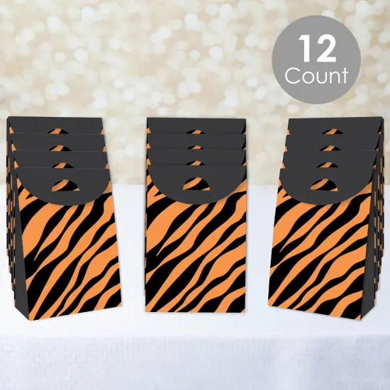 Big Dot of Happiness Tiger Print - Jungle Gift Favor Bags - Party Goodie Boxes - Set of 12 {3}