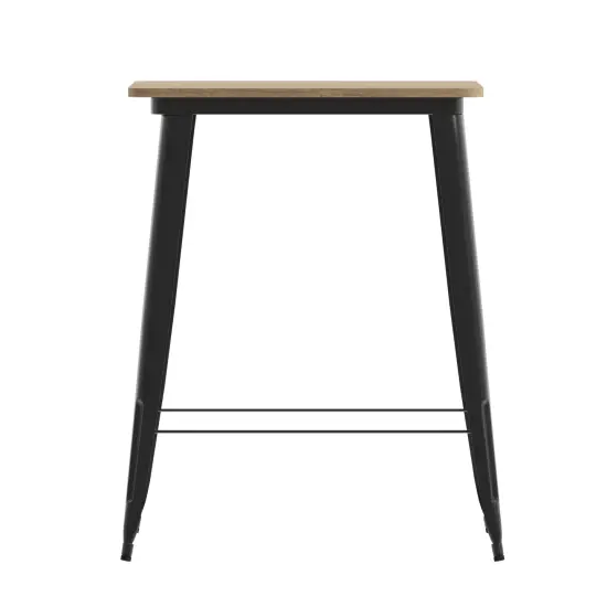 Merrick Lane Dryden Indoor/Outdoor Bar Top Table, 31.5" Square All Weather Poly Resin Top with Steel base Brown/Black {3}