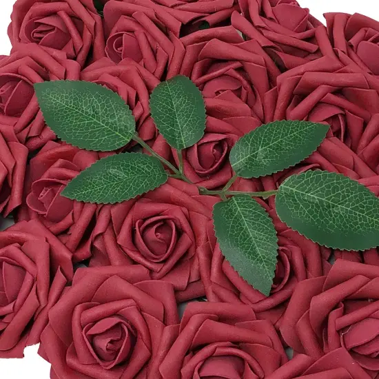 Wrapables Artificial Rose Flower, Real Touch Flowers for DIY Wedding Bouquets and Centerpieces Wine Red {2}