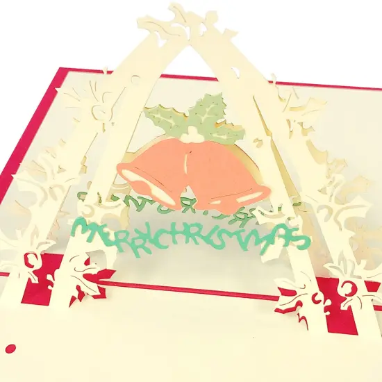 Wrapables (Set of 4) 3D Pop-Up Greeting Cards for Birthday, Thank you, Anniversary, Wedding, Holidays Xmas Bells Snowman {2}