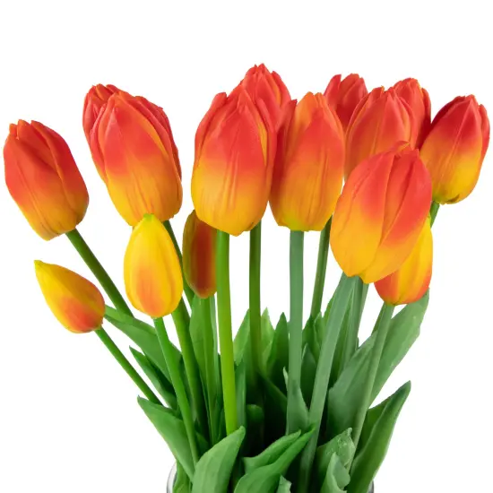 Northlight Real Touch&trade; Red and Yellow Artificial Tulip Floral Bundles, Set of 6 - 18" Orange {5}
