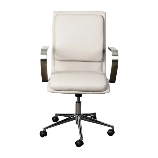 Merrick Lane Artemis Mid-Back Home Office Chair with Armrests, Height Adjustable Swivel Seat and Five Star Base Taupe/Chrome {3}