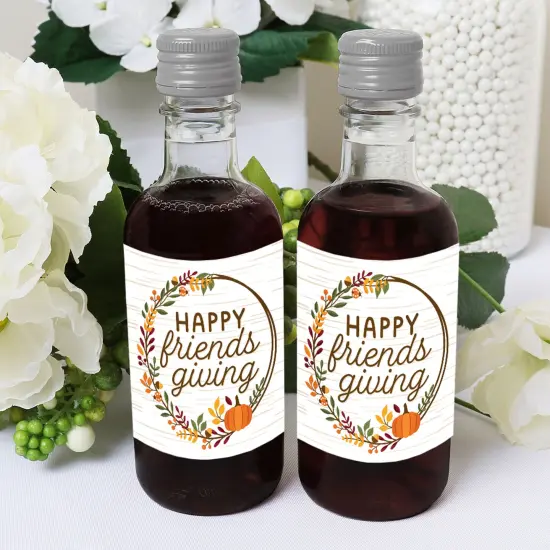 Big Dot of Happiness Fall Friends Thanksgiving - Mini Wine and Champagne Bottle Label Stickers Friendsgiving Favor Gift for Women and Men - Set of 16 {6}