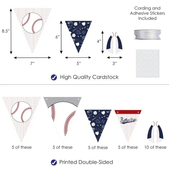 Big Dot of Happiness Batter Up - Baseball - DIY Baby Shower or Birthday Party Pennant Garland Decoration - Triangle Banner - 30 Pieces {4}