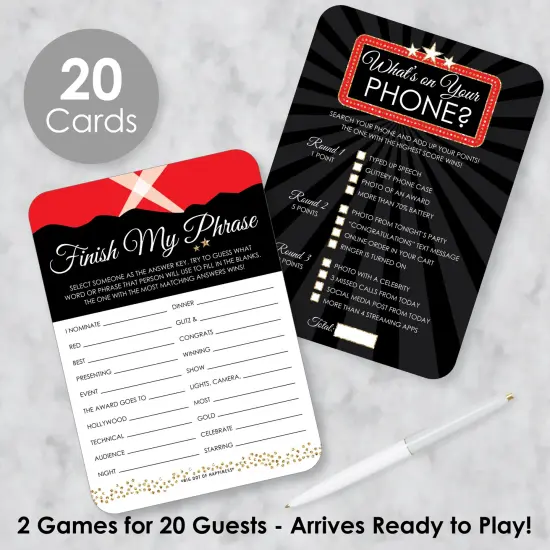 Big Dot of Happiness Red Carpet - 2-in-1 Movie Night Party Cards - Activity Duo Games - Set of 20 {3}