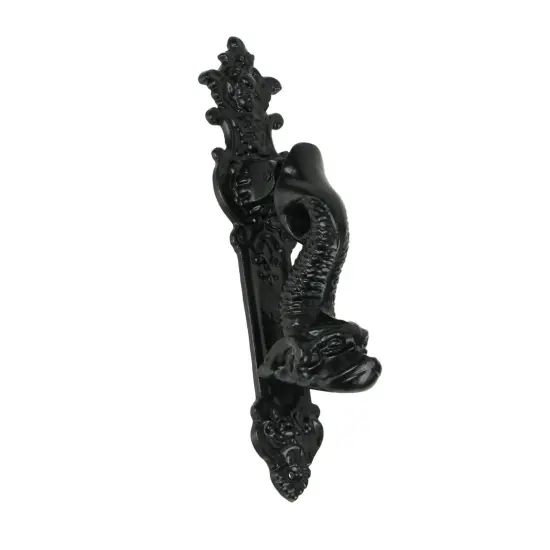 Rustic Black Enamel Cast Iron Roman Dolphin Decorative Door Knocker {1}