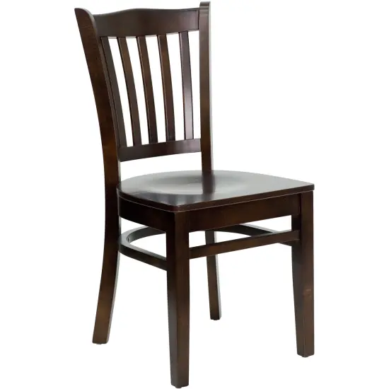 Emma and Oliver Vertical Slat Back Wooden Restaurant Dining Chair WalnutSeat/Walnut {1}