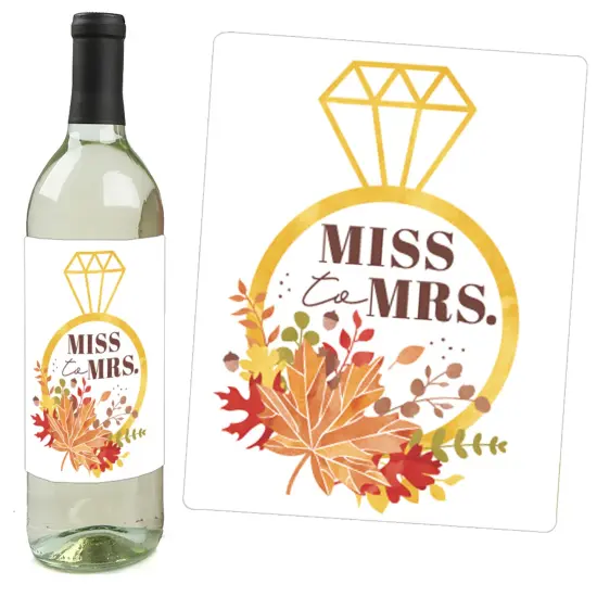 Big Dot of Happiness Fall Foliage Bride - Autumn Leaves Bridal Shower and Wedding Party Decorations - Wine Bottle Label Stickers - Set of 4 {3}