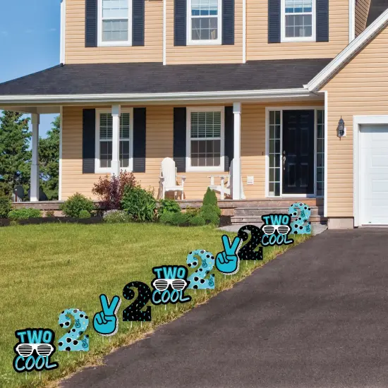 Big Dot of Happiness Two Cool - Boy - Peace Sign and Number 2 Lawn Decorations - Outdoor Blue 2nd Birthday Party Yard Decorations - 10 Piece {4}