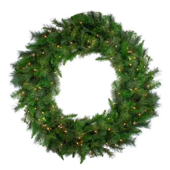Northlight Real Touch&trade; Pre-Lit Canyon Pine Mixed Artificial Christmas Wreath - 48" - Clear Lights Green {1}