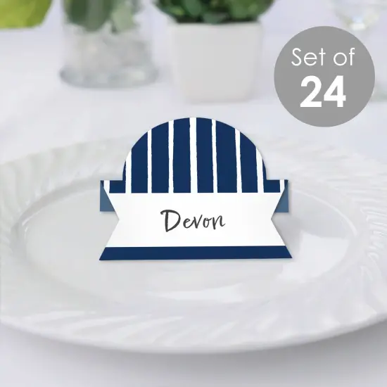 Big Dot of Happiness Navy Stripes - Simple Party Decorations Tent Buffet Card - Table Setting Name Place Cards - Set of 24 {2}
