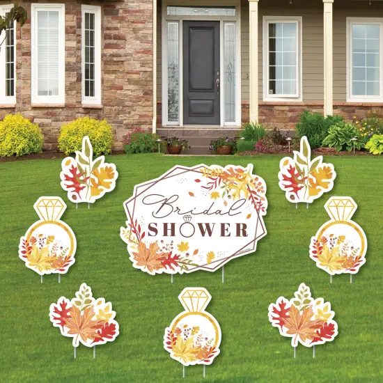 Big Dot of Happiness Fall Foliage Bride - Yard Sign and Outdoor Lawn Decorations - Autumn Leaves Bridal Shower and Wedding Party Yard Signs - Set of 8 {1}