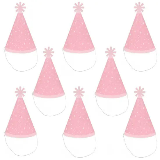 Big Dot of Happiness Pink Confetti Stars - Cone Happy Birthday Party Hats for Kids and Adults - Set of 8 (Standard Size) {7}