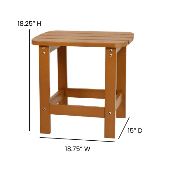 Merrick Lane Riviera Poly Resin Indoor/Outdoor All-Weather Adirondack Side Table Teak {5}